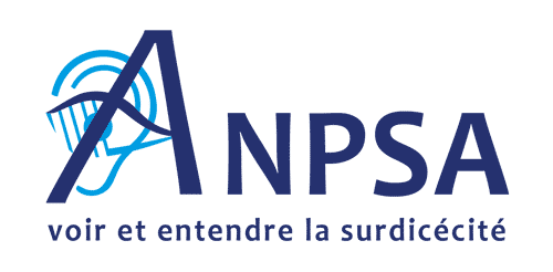 Logo de l'ANPSA avec le sous-titre : Voir et entendre la surdicécité